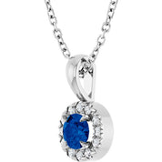 Sterling Silver 4 mm Lab-Grown Blue Sapphire & .05 CTW Natural Diamond 16-18" Necklace
