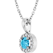 Sterling Silver 4 mm Natural Aquamarine & .05 CTW Natural Diamond 16-18" Necklace