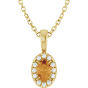 14K Yellow 5x3 mm Natural Citrine & .05 CTW Natural Diamond 16-18" Necklace