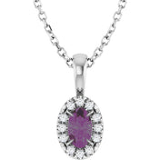 Sterling Silver 5x3 mm Lab-Grown Alexandrite & .05 CTW Natural Diamond 16-18" Necklace