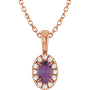 14K Lab-Grown Alexandrite & Natural Diamond Necklace 16-18" Length