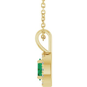 14K Yellow 5x3 mm Lab-Grown Emerald & .05 CTW Natural Diamond 16-18" Necklace