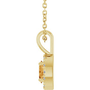 14K Yellow 5x3 mm Natural Citrine & .05 CTW Natural Diamond 16-18" Necklace