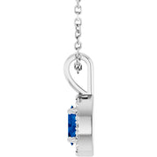 Sterling Silver 5x3 mm Lab-Grown Blue Sapphire & .05 CTW Natural Diamond 16-18" Necklace