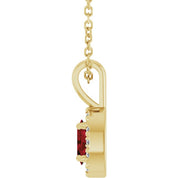 14K Yellow 5x3 mm Natural Mozambique Garnet & .05 CTW Natural Diamond 16-18" Necklace