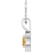 Sterling Silver 5x3 mm Natural Citrine & .05 CTW Natural Diamond 16-18" Necklace