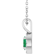 Sterling Silver 5x3 mm Lab-Grown Emerald & .05 CTW Natural Diamond 16-18" Necklace