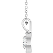 Sterling Silver 5x3 mm Natural White Sapphire & .05 CTW Natural Diamond 16-18" Necklace
