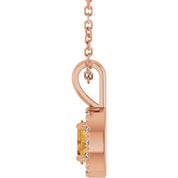 14K Rose 5x3 mm Natural Citrine & .05 CTW Natural Diamond 16-18" Necklace