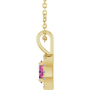 14K Yellow 5x3 mm Natural Pink Tourmaline & .05 CTW Natural Diamond 16-18" Necklace