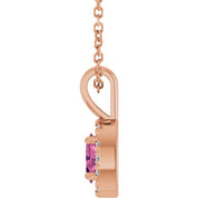 14K Rose 5x3 mm Natural Pink Tourmaline & .05 CTW Natural Diamond 16-18" Necklace