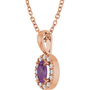 14K Lab-Grown Alexandrite & Natural Diamond Necklace 16-18" Length