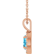 14K Rose 5x3 mm Natural Aquamarine & .05 CTW Natural Diamond 16-18" Necklace
