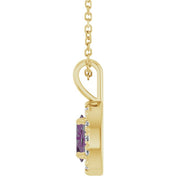 14K Lab-Grown Alexandrite & Natural Diamond Necklace 16-18" Length