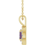 14K Lab-Grown Alexandrite & Natural Diamond Necklace 16-18" Length