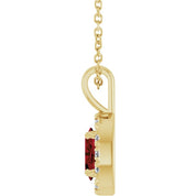 14K Yellow 6x4 mm Natural Mozambique Garnet & 1/10 CTW Natural Diamond 16-18" Necklace