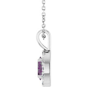 Sterling Silver 6x4 mm Lab-Grown Alexandrite & 1/10 CTW Natural Diamond 16-18" Necklace
