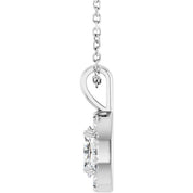 Sterling Silver 6x4 mm Natural White Sapphire & 1/10 CTW Natural Diamond 16-18" Necklace