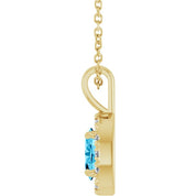 14K Yellow 6x4 mm Natural Aquamarine & 1/10 CTW Natural Diamond 16-18" Necklace