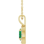 14K Yellow 6x4 mm Natural Emerald & 1/10 CTW Natural Diamond 16-18" Necklace