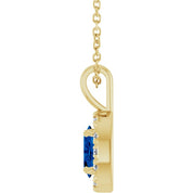 14K Yellow 6x4 mm Natural Blue Sapphire & 1/10 CTW Natural Diamond 16-18" Necklace