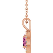 14K Rose 6x4 mm Natural Pink Tourmaline & 1/10 CTW Natural Diamond 16-18" Necklace