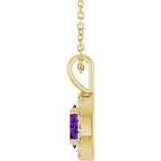14K Yellow 6x4 mm Natural Amethyst & 1/10 CTW Natural Diamond 16-18" Necklace