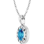 Platinum 6x4 mm Natural Blue Zircon & 1/10 CTW Natural Diamond 16-18" Necklace