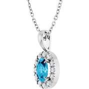 Sterling Silver 5x3 mm Natural Aquamarine & .05 CTW Natural Diamond 16-18" Necklace