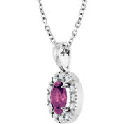 Sterling Silver 6x4 mm Natural Pink Tourmaline & 1/10 CTW Natural Diamond 16-18" Necklace