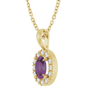 14K Lab-Grown Alexandrite & Natural Diamond Necklace 16-18" Length