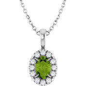 Sterling Silver 6x4 mm Natural Peridot & 1/10 CTW Natural Diamond 16-18" Necklace