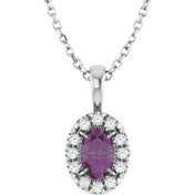 Sterling Silver 6x4 mm Lab-Grown Alexandrite & 1/10 CTW Natural Diamond 16-18" Necklace