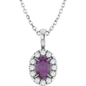 Sterling Silver 6x4 mm Lab-Grown Alexandrite & 1/10 CTW Natural Diamond 16-18" Necklace