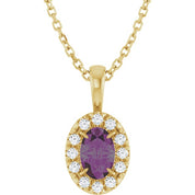 14K Lab-Grown Alexandrite & Natural Diamond Necklace 16-18" Length