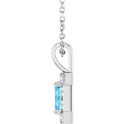 Platinum 5x3 mm Natural Aquamarine & 1/8 CTW Natural Diamond 16-18" Necklace