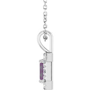 14K Lab-Grown Alexandrite & Natural Diamond Necklace 16-18" Length