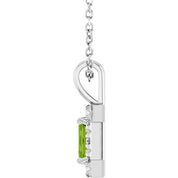 Sterling Silver 5x3 mm Natural Peridot & 1/8 CTW Natural Diamond 16-18" Necklace