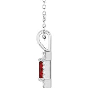 Sterling Silver 5x3 mm Natural Mozambique Garnet & 1/8 CTW Natural Diamond 16-18" Necklace