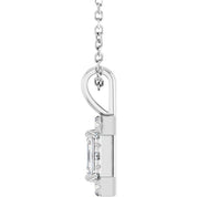 Sterling Silver 5x3 mm Natural White Sapphire French-Set Halo-Style 16-18" Necklace