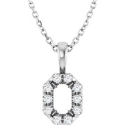 14K White 5x3 mm Emerald 1/8 CTW Natural Diamond Semi-Set 16-18" Necklace