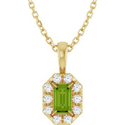 14K Yellow 5x3 mm Natural Peridot & 1/8 CTW Natural Diamond 16-18" Necklace