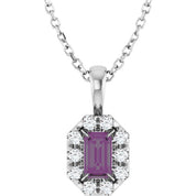 14K Lab-Grown Alexandrite & Natural Diamond Necklace 16-18" Length
