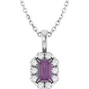 Sterling Silver 5x3 mm Lab-Grown Alexandrite & 1/8 CTW Natural Diamond 16-18" Necklace