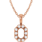 14K Rose 5x3 mm Emerald 1/8 CTW Natural Diamond Semi-Set 16-18" Necklace