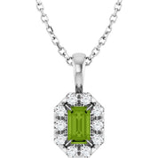 Sterling Silver 5x3 mm Natural Peridot & 1/8 CTW Natural Diamond 16-18" Necklace