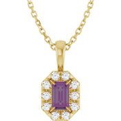 14K Lab-Grown Alexandrite & Natural Diamond Necklace 16-18" Length