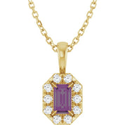 14K Lab-Grown Alexandrite & Natural Diamond Necklace 16-18" Length