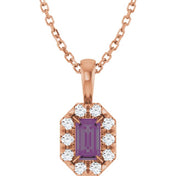 14K Lab-Grown Alexandrite & Natural Diamond Necklace 16-18" Length