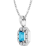 Platinum 5x3 mm Natural Aquamarine & 1/8 CTW Natural Diamond 16-18" Necklace
